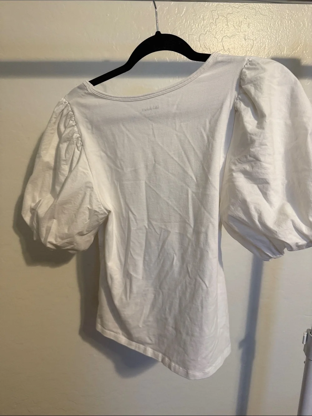 Old Navy White Puff Sleeve Scoop Neck Blouse